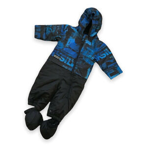 Quiksilver Boys Snowsuit 9 Months Black Blue Bunting Fleece Cozy Runs Big NEW